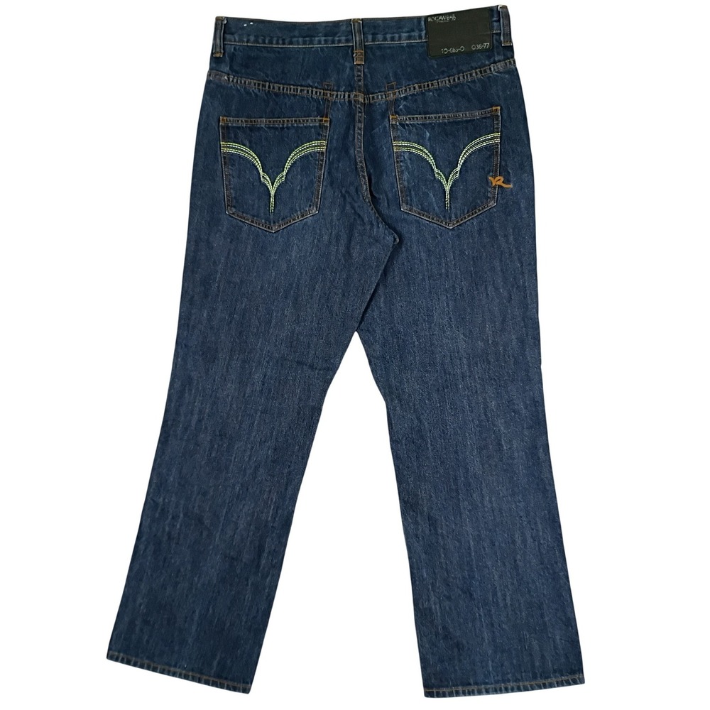 Rocawear Regular Fit Jeans Mens 38X33 Blue Embroidered Pocket Y2K Streetwear